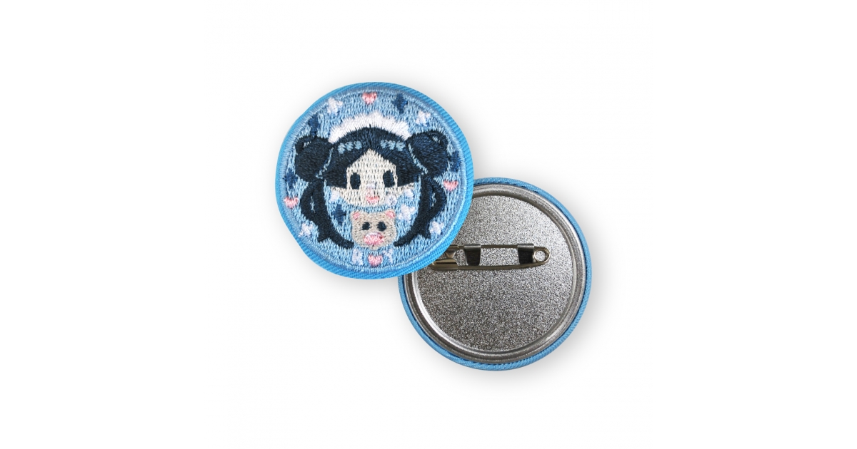 タタミ刺繍_44mm缶バッジ | 緑陽社 小ロット オリジナルグッズ