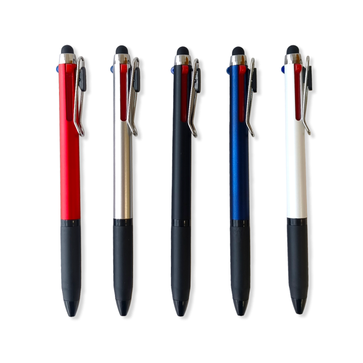 チャーム付メタルクリップ３色ボールペン