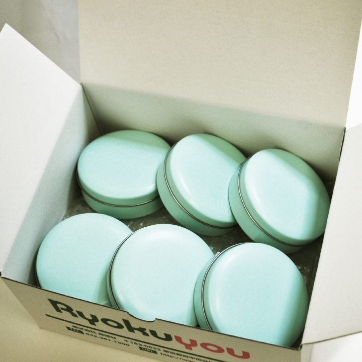 【数量限定】ラウンド缶ミントブルー無地