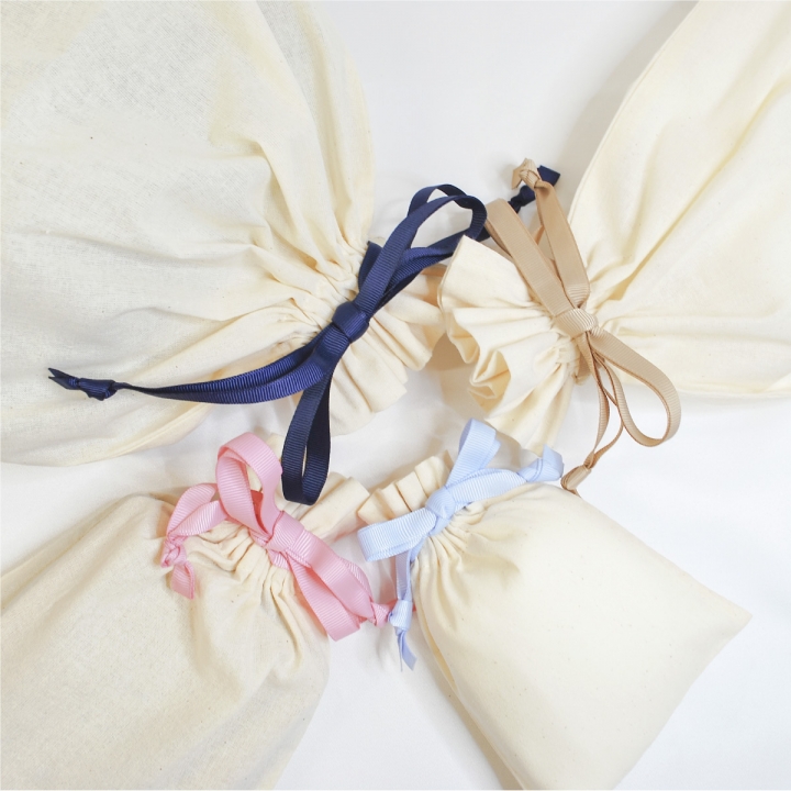 リボンコットン巾着